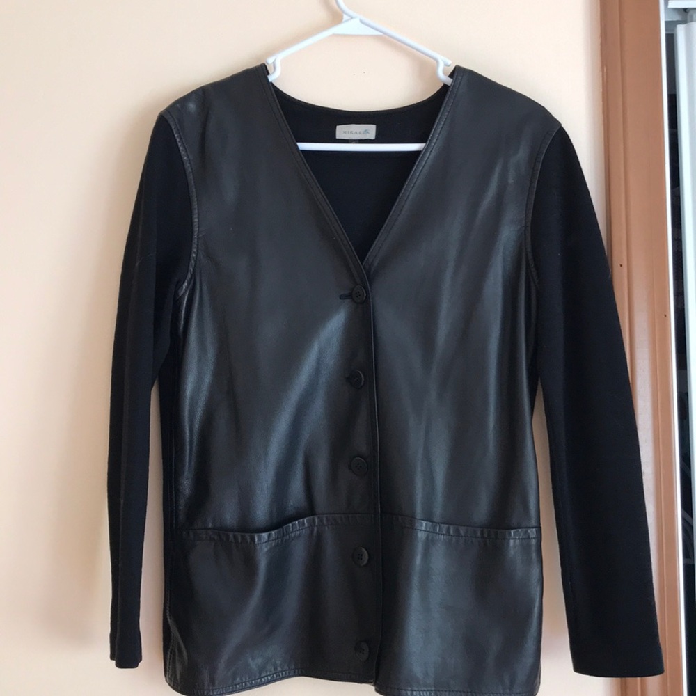 Leather/Wool Blend Cardigan